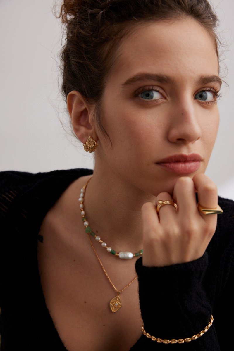 Maddie - Pearl Aventurine and Green Strawberry Quartz Necklace - Pearlorious Jewellery