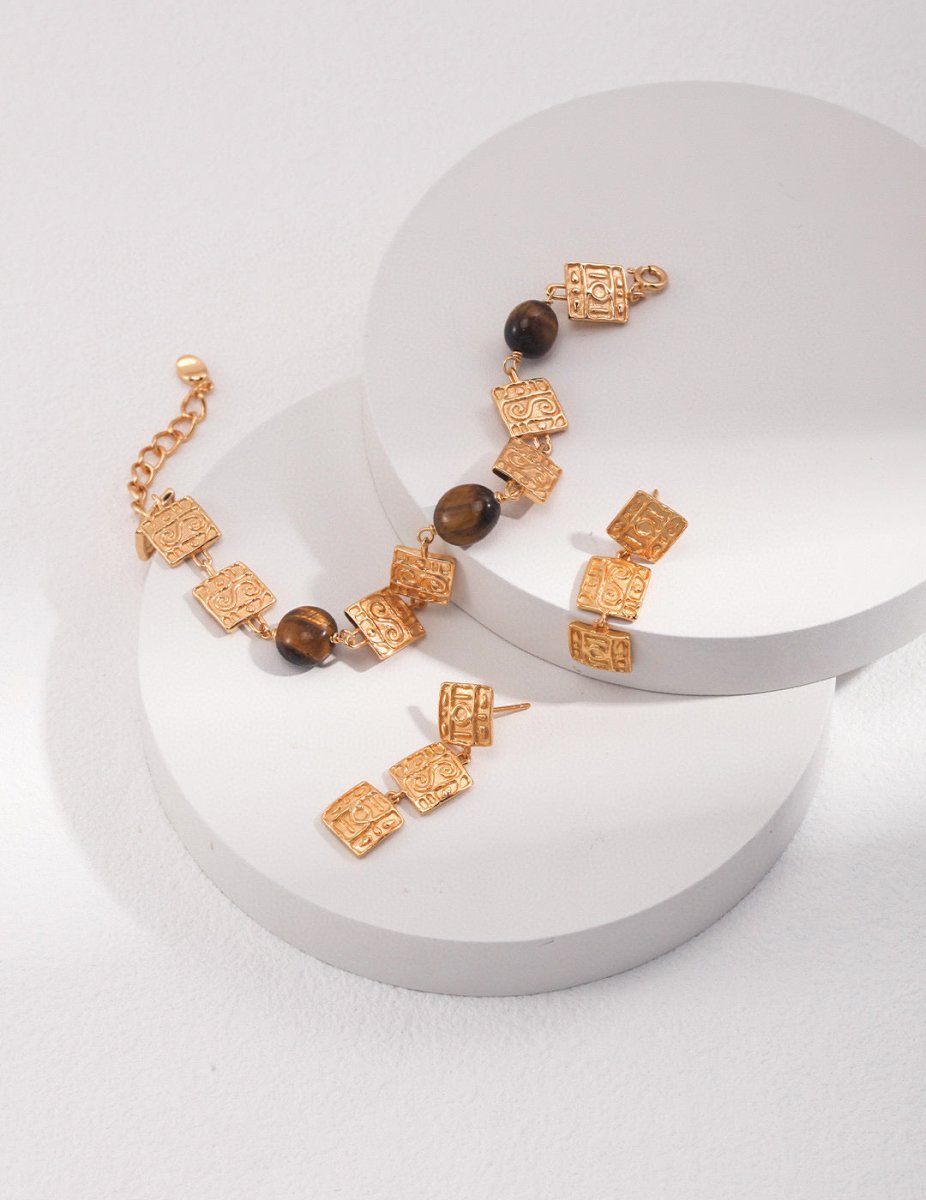 Mallory - Sterling Silver and Tigers Eye Gemstone Bracelet - Pearlorious Jewellery