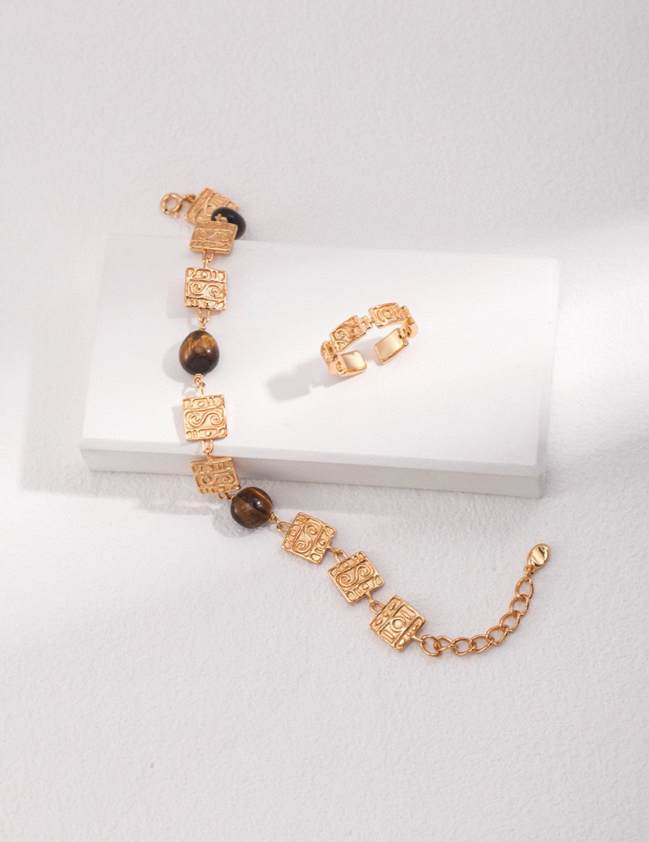 Mallory - Sterling Silver and Tigers Eye Gemstone Bracelet - Pearlorious Jewellery