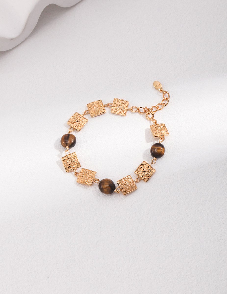 Mallory - Sterling Silver and Tigers Eye Gemstone Bracelet - Pearlorious Jewellery