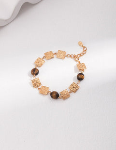 Mallory - Sterling Silver and Tigers Eye Gemstone Bracelet - Pearlorious Jewellery