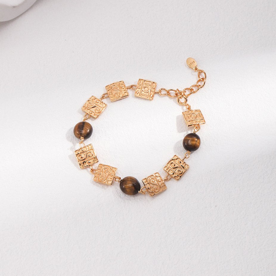 Mallory - Sterling Silver and Tigers Eye Gemstone Bracelet - Pearlorious Jewellery