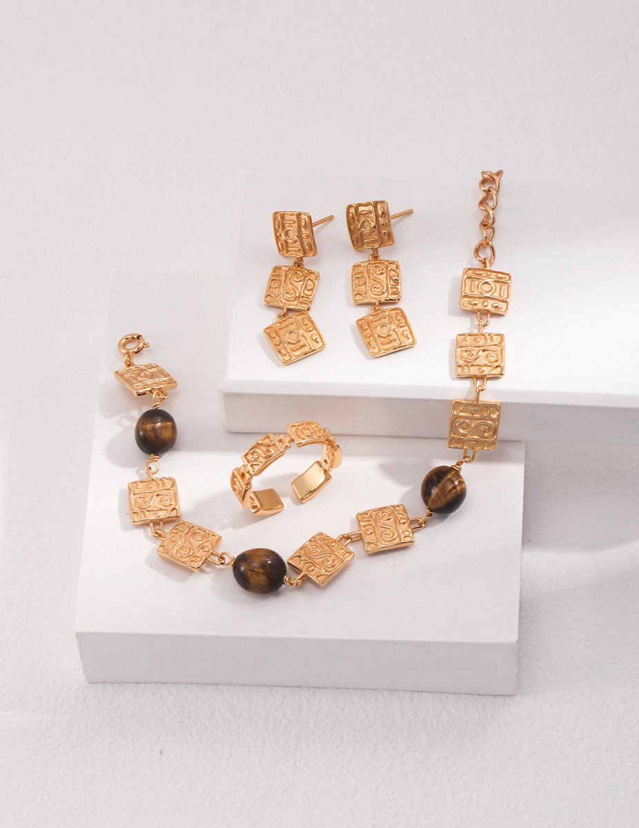 Mallory - Sterling Silver and Tigers Eye Gemstone Bracelet - Pearlorious Jewellery