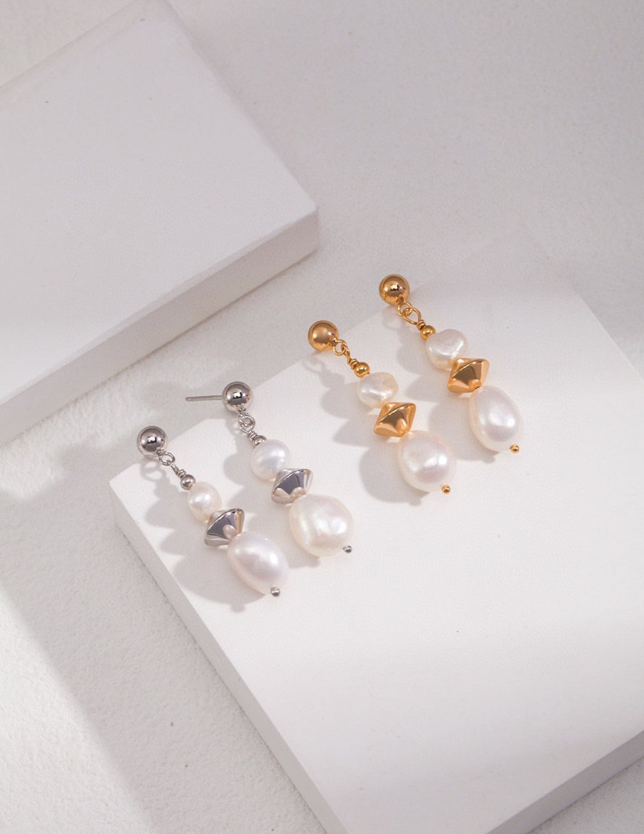 Mandee - Sterling Silver and Baroque Pearl Drop Earrings - Pearlorious Jewellery