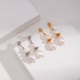 Mandee - Sterling Silver and Baroque Pearl Drop Earrings - Pearlorious Jewellery