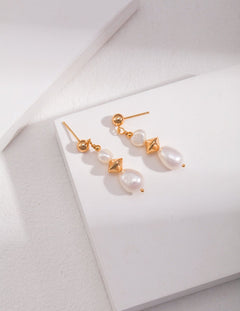 Mandee - Sterling Silver and Baroque Pearl Drop Earrings - Pearlorious Jewellery