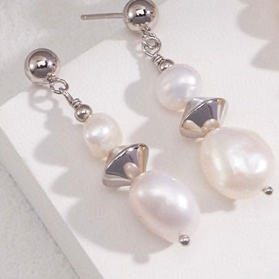 Mandee - Sterling Silver and Baroque Pearl Drop Earrings - Pearlorious Jewellery