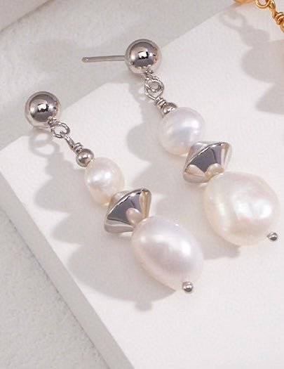 Mandee - Sterling Silver and Baroque Pearl Drop Earrings - Pearlorious Jewellery