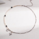 Mayla - Moon and Star Sterling Silver and Pearl Necklace - Pearlorious Jewellery