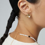 Mayla - Moon Shape Sterling Silver and Freshwater Pearl Earrings - Pearlorious Jewellery