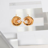 Mayla - Moon Shape Sterling Silver and Freshwater Pearl Earrings - Pearlorious Jewellery