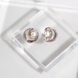 Mayla - Moon Shape Sterling Silver and Freshwater Pearl Earrings - Pearlorious Jewellery