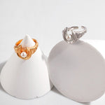 Mayla - Moon Shape Sterling Silver and Freshwater Pearl Open Rings - Pearlorious Jewellery