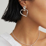 Melinda - Large Love Heart Sterling Silver Earrings - Pearlorious Jewellery