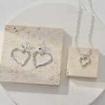 Melinda - Large Love Heart Sterling Silver Earrings - Pearlorious Jewellery
