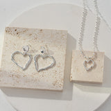 Melinda - Large Love Heart Sterling Silver Earrings - Pearlorious Jewellery