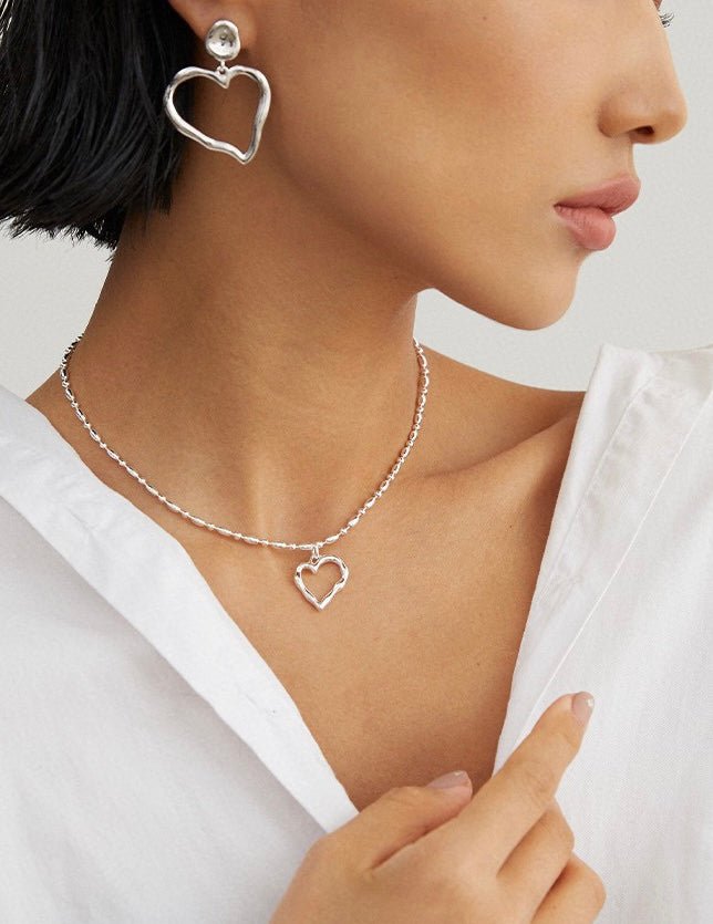 Melinda - Love Heart Pendant Sterling Silver Necklace - Pearlorious Jewellery