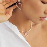 Melinda - Love Heart Pendant Sterling Silver Necklace - Pearlorious Jewellery