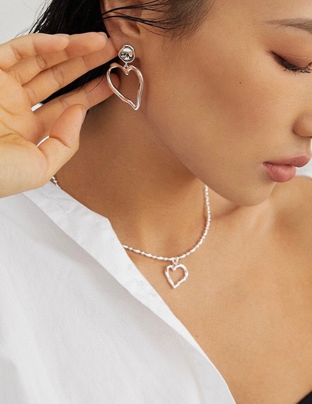 Melinda - Love Heart Pendant Sterling Silver Necklace - Pearlorious Jewellery