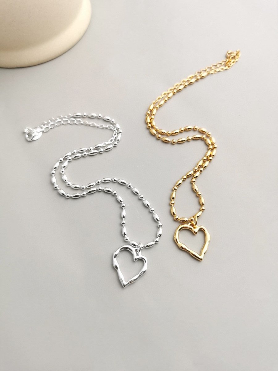 Melinda - Love Heart Pendant Sterling Silver Necklace - Pearlorious Jewellery
