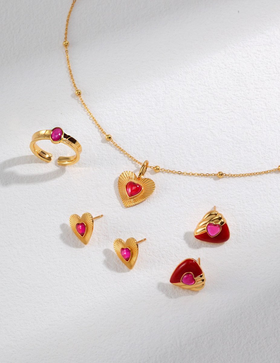 Melody - Love Heart with Pink Gemstone Sterling Silver Necklace - Pearlorious Jewellery