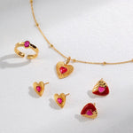 Melody - Love Heart with Pink Gemstone Sterling Silver Necklace - Pearlorious Jewellery