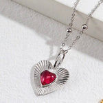 Melody - Love Heart with Pink Gemstone Sterling Silver Necklace - Pearlorious Jewellery