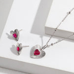 Melody - Love Heart with Pink Gemstone Sterling Silver Necklace - Pearlorious Jewellery