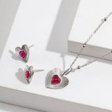 Melody - Love Heart with Pink Gemstone Sterling Silver Necklace - Pearlorious Jewellery