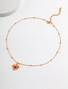 Melody - Love Heart with Pink Gemstone Sterling Silver Necklace - Pearlorious Jewellery