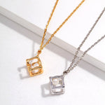 Mia - Elegant Square Pendant with Pearl Necklace - Pearlorious Jewellery