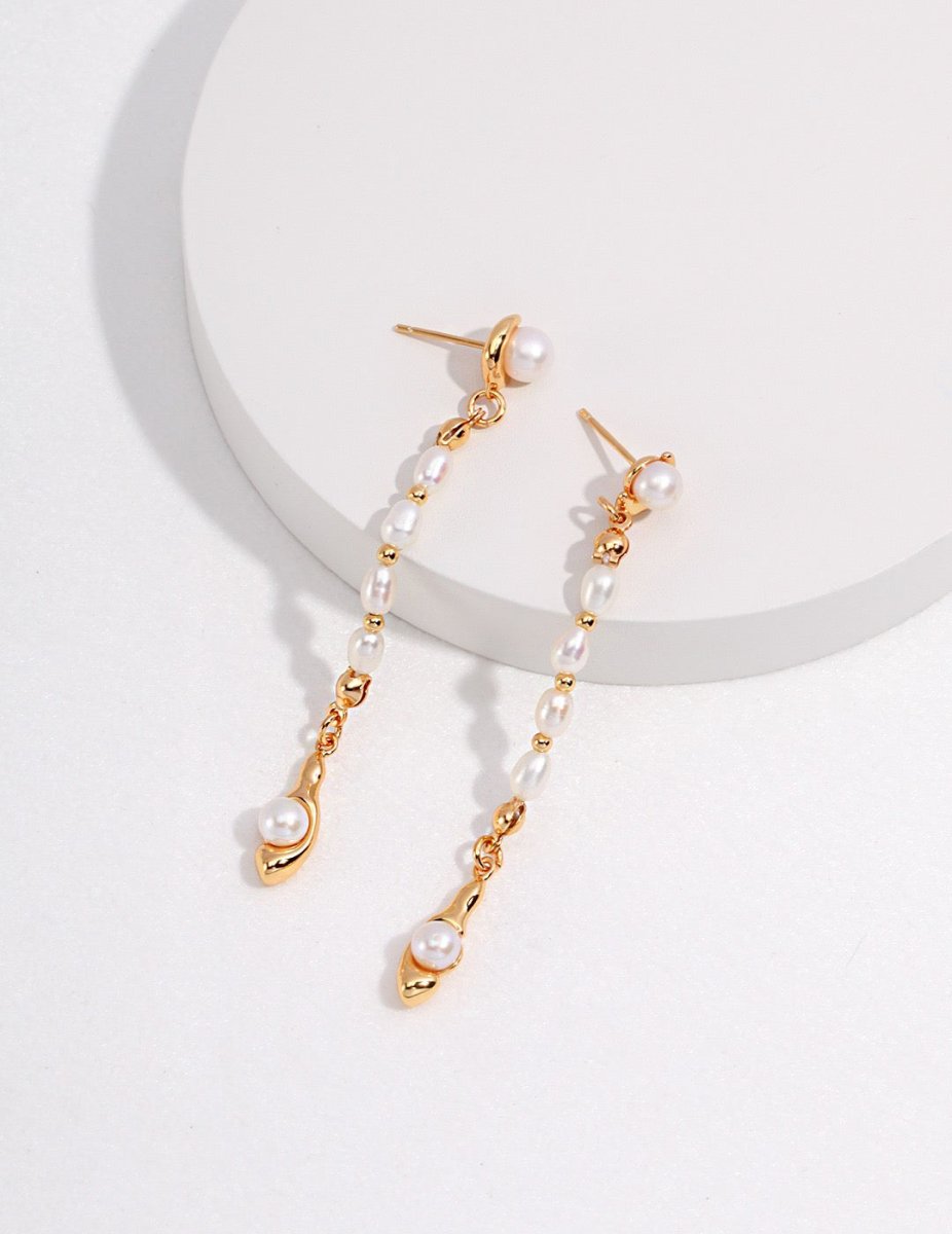 Mia - Long Pearl Drop Earrings - Pearlorious Jewellery