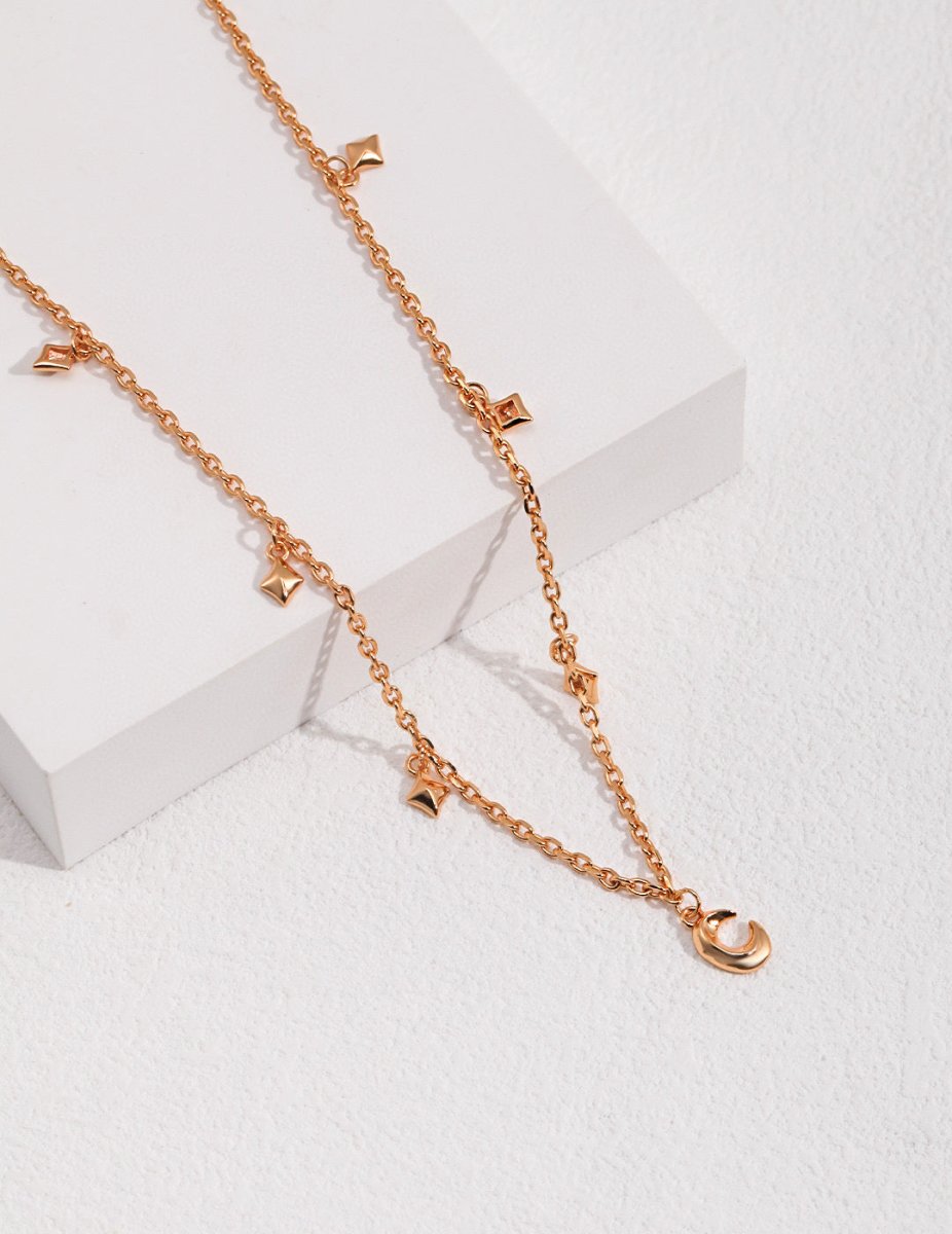 Millie - Moon and Star Sterling Silver Necklace - Pearlorious Jewellery