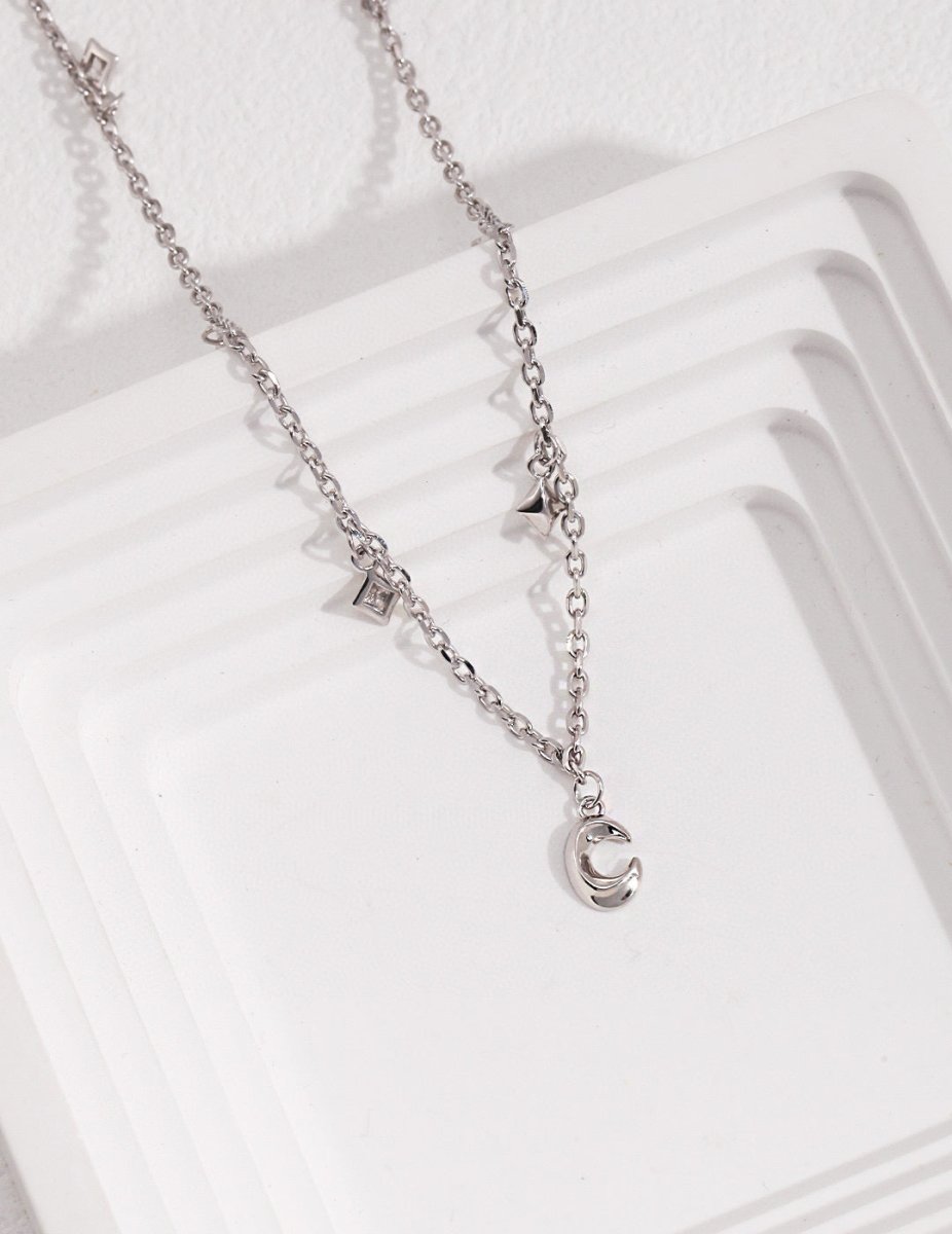 Millie - Moon and Star Sterling Silver Necklace - Pearlorious Jewellery