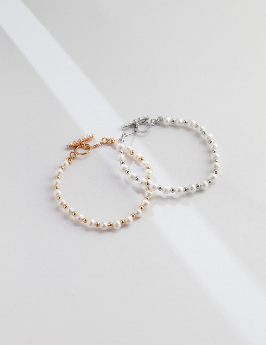 Molly - Freshwater Pearl and Sterling Silver Bead Bracelet - Pearlorious Jewellery