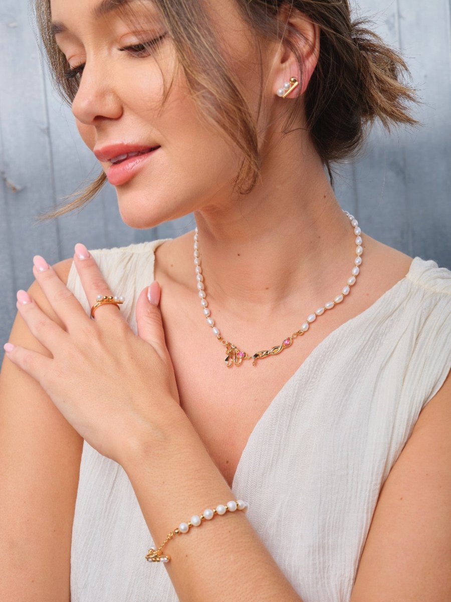 Molly - Pearl and Sterling Silver Bead Rings - Pearlorious Jewellery