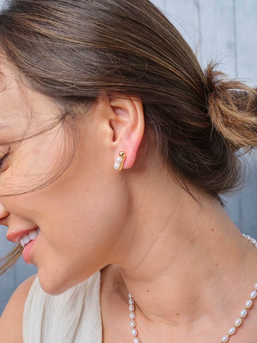 Molly - Unique Sterling Silver and Freshwater Beads Earrings - Pearlorious Jewellery