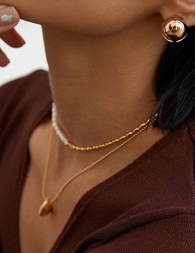 Mylah - Freshwater Pearl and Sterling Silver Beads Necklace - Pearlorious Jewellery