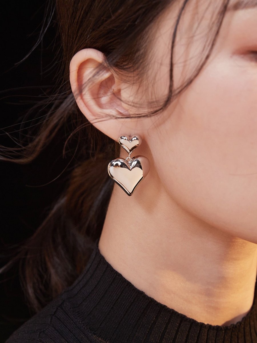 Olivia - Double Love Heart Sterling Silver Earrings - Pearlorious Jewellery