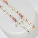 Peach - Freshwater Pearl and Pink Gemstone Bracelet - Pearlorious Jewellery