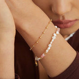 Peach - Freshwater Pearl and Pink Gemstone Bracelet - Pearlorious Jewellery