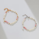 Peach - Freshwater Pearl and Pink Gemstone Bracelet - Pearlorious Jewellery