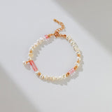 Peach - Freshwater Pearl and Pink Gemstone Bracelet - Pearlorious Jewellery