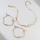 Peach - Freshwater Pearl and Pink Gemstone Bracelet - Pearlorious Jewellery