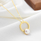 Penelope - Classic Pearl Necklace with O pendant - Pearlorious Jewellery