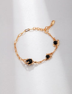Penelope - Sterling Silver and Black Agate Bracelet - Pearlorious Jewellery