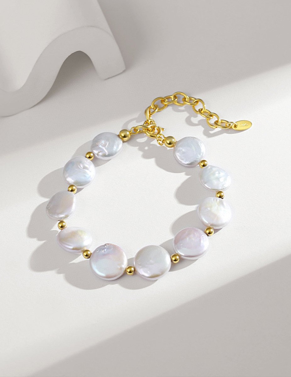 Rebecca - Freshwater Irregular Baroque Pearl Button Bracelet - Pearlorious Jewellery