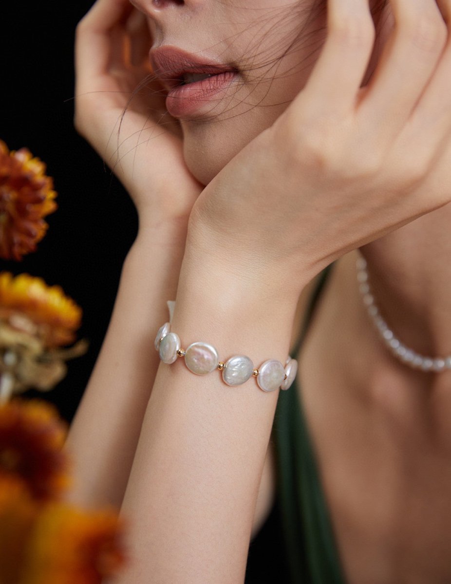 Rebecca - Freshwater Irregular Baroque Pearl Button Bracelet - Pearlorious Jewellery