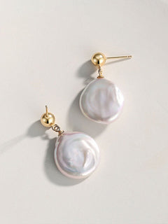 Rebecca - Irregular Baroque Pearl Button Earrings - Pearlorious Jewellery
