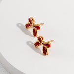 Ruby - Christmas and New Year Limited Edition Red Bow Earrings - Pearlorious Jewellery